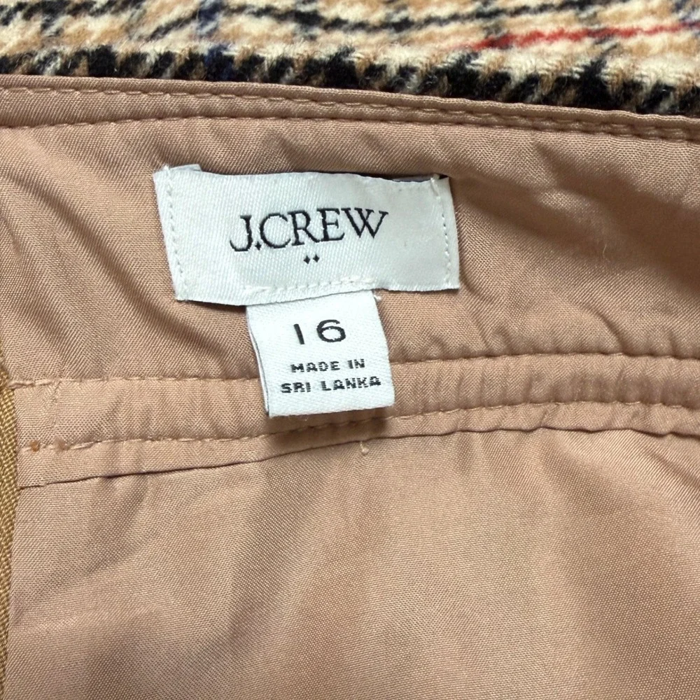 J.Crew Women's Plaid Tweed Herringbone Wool Blend A-Line Mini Skirt Size 16